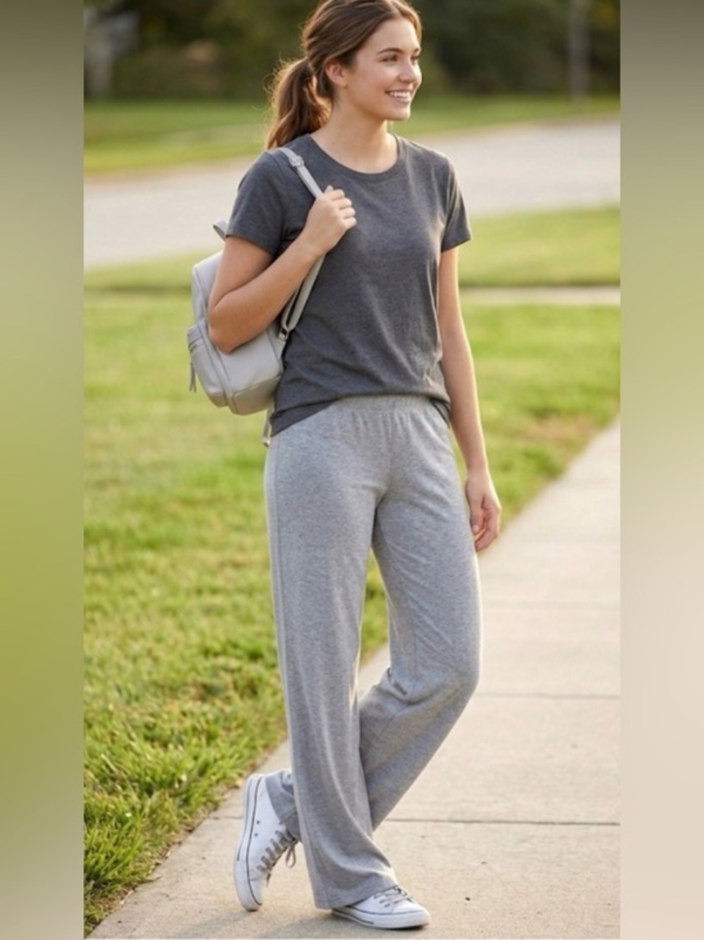 Athletic Works Gray Wide-Leg Lounge Pants